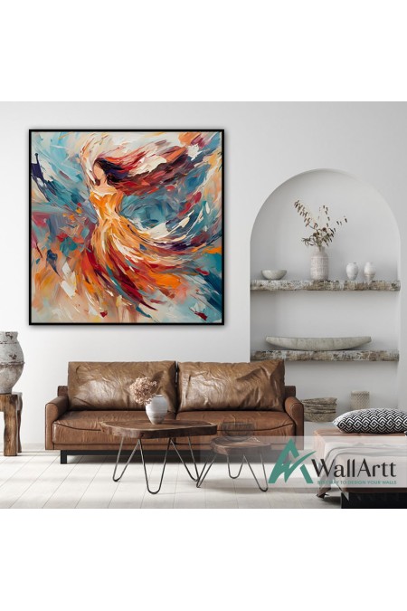 Abstract Free Spirit 3D Heavy Textured Partial Oil Painting